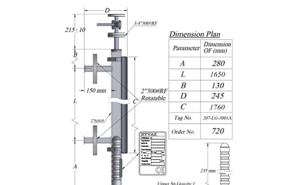 قیمت لول گیج مغناطیسی و فرم سفارش لول گیج مغناطیسی